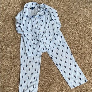 Polo by Ralph Lauren Blue and White Striped Pajama Set
